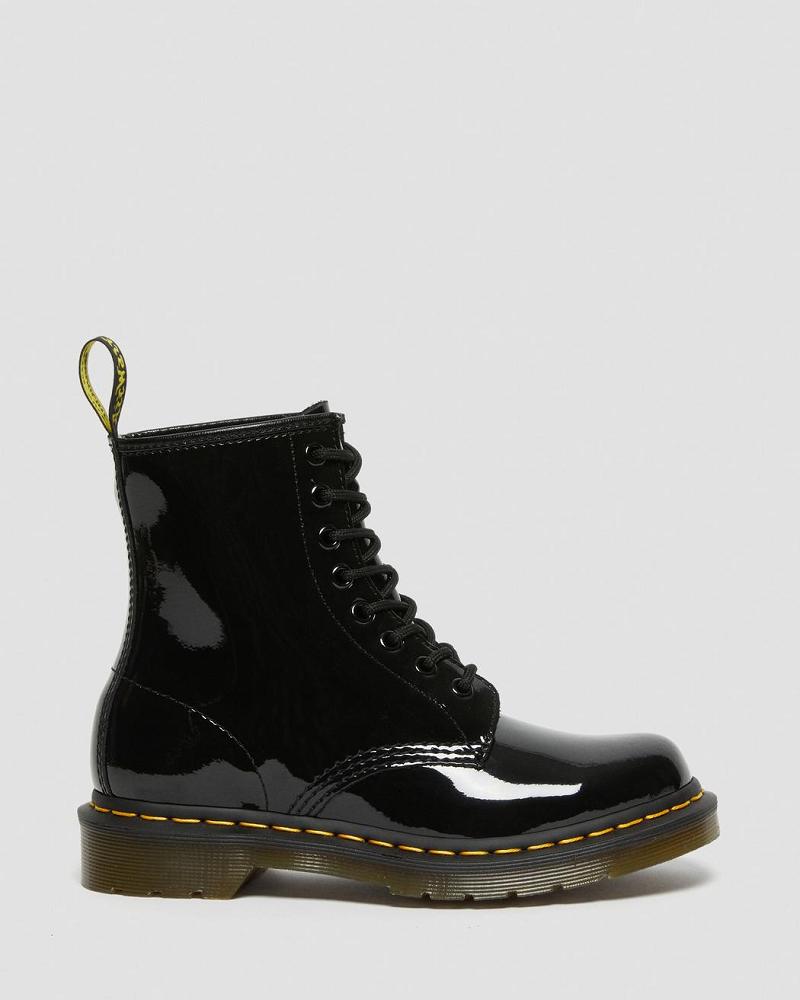 Dr Martens 1460 Lak Læder Snørestøvler Dame Sort | DK 195MQZ